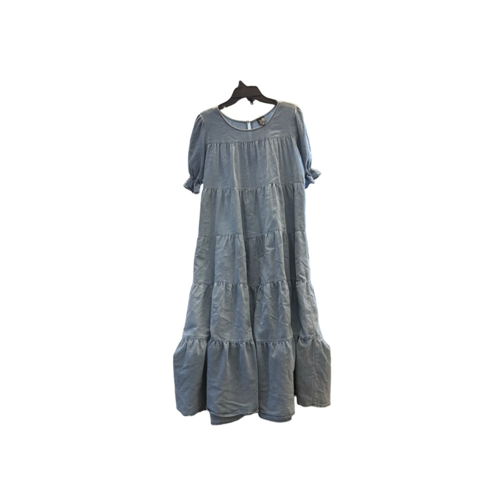 Women's DNA Blue Tiered Midi Dress M